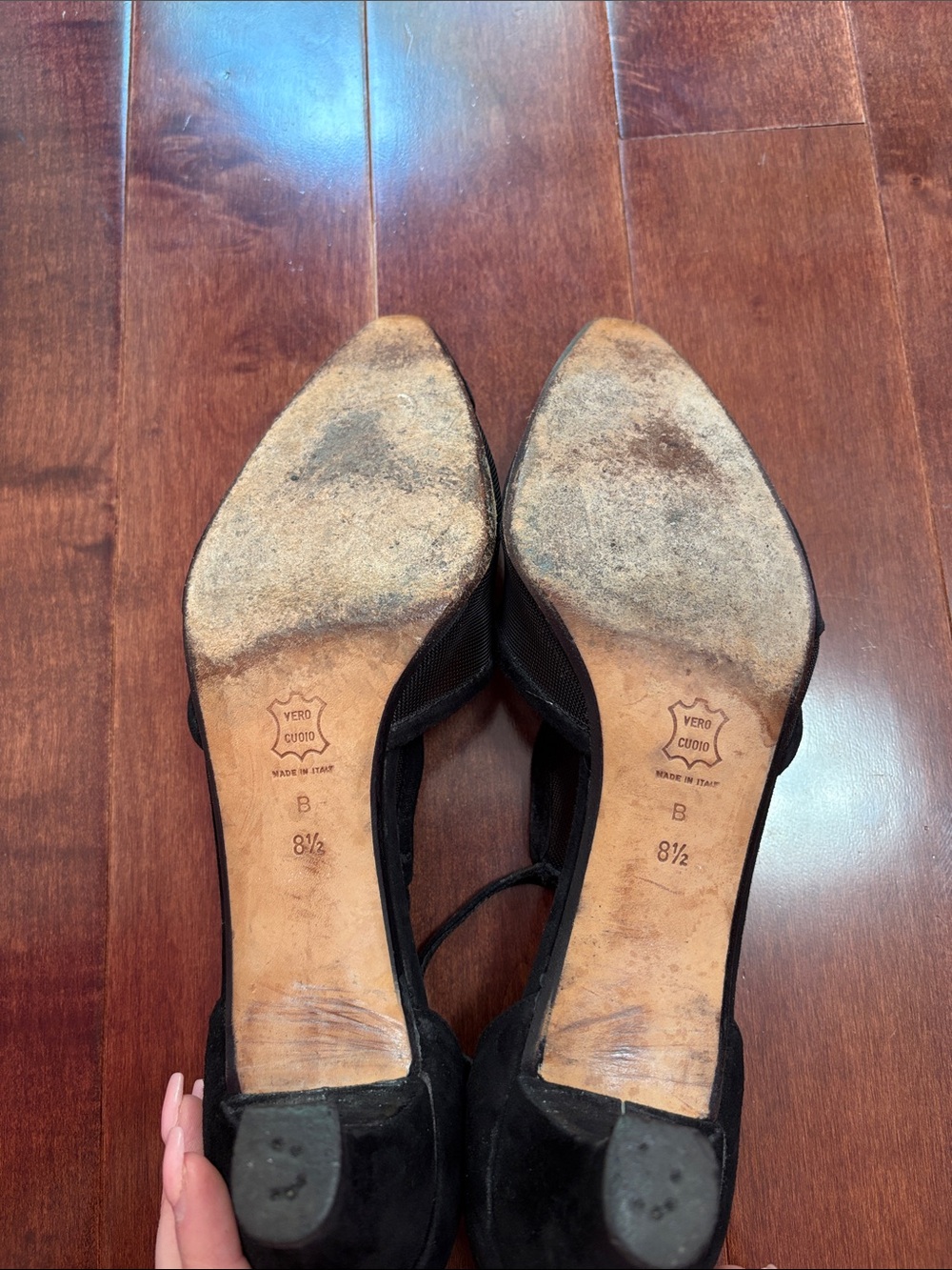 Joan Helpern Black Mesh Pointed-Toe T-Strap Womens Pumps size 8.5 - Picture 4 of 5